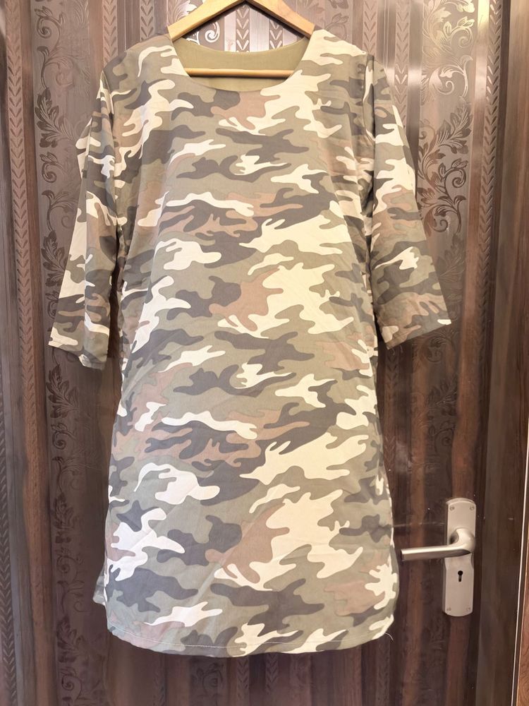 Stylish Camouflage Tunic Top