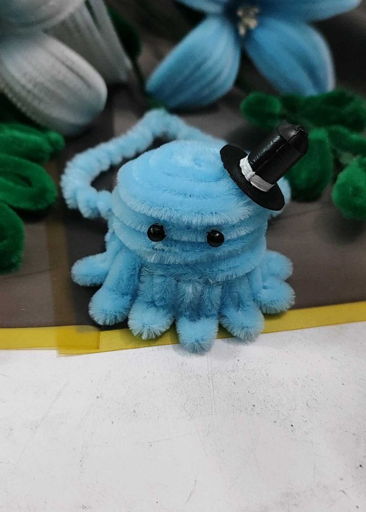 Cute Blue Octopus Plush Toy with Top Hat