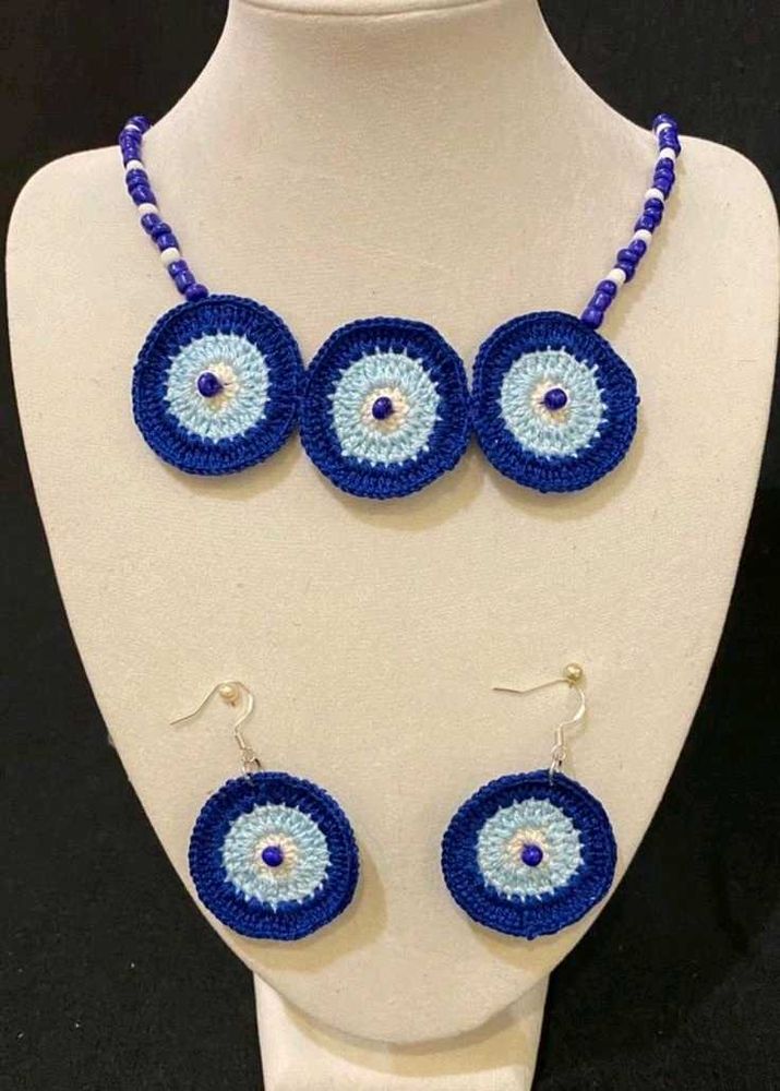 Handmade Evil Eye Necklace &amp; Earrings Set