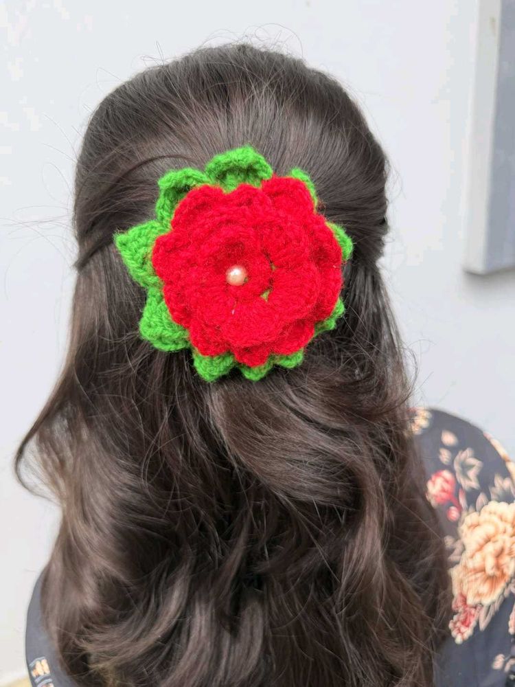 Handmade Crochet Flower Hair Clip