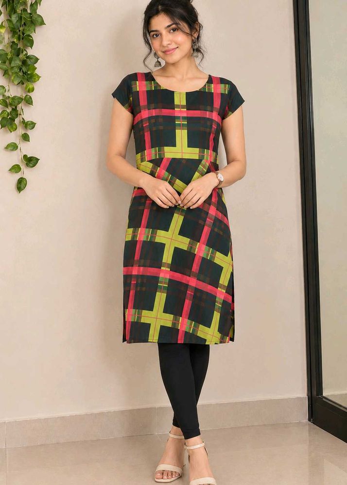 Stylish Plaid Kurta
