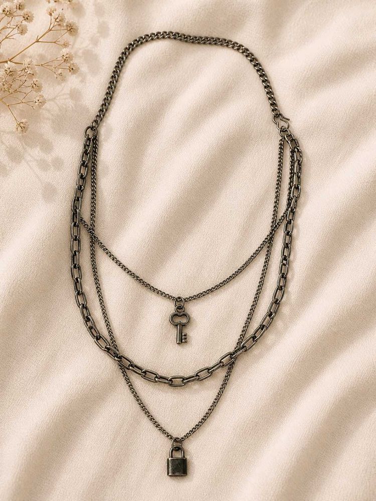 Layered Lock and Key Necklace