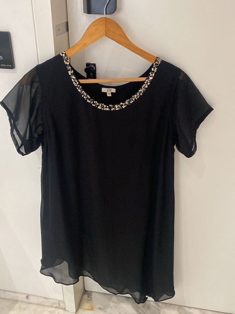 Chic Embellished Black Top