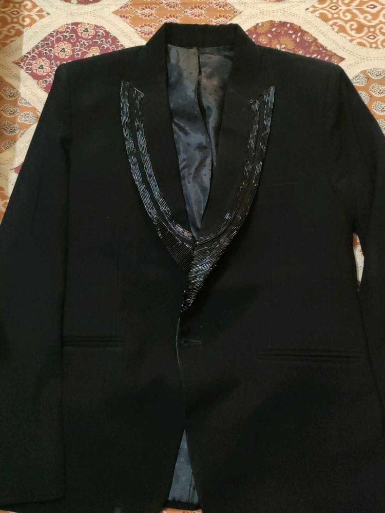 Embellished Mens Black Blazer