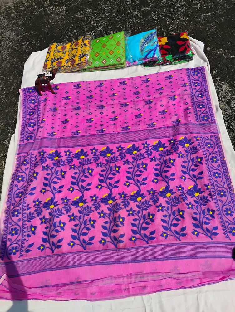 Pink Floral Sare (JAMDANI SAREE)