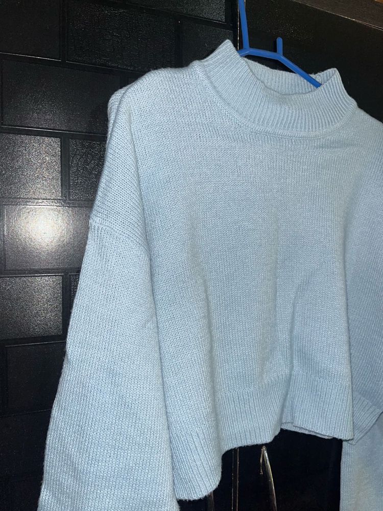 Light Blue Mock Neck Sweater