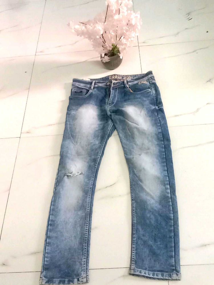 Distressed Blue Rabble Jeans