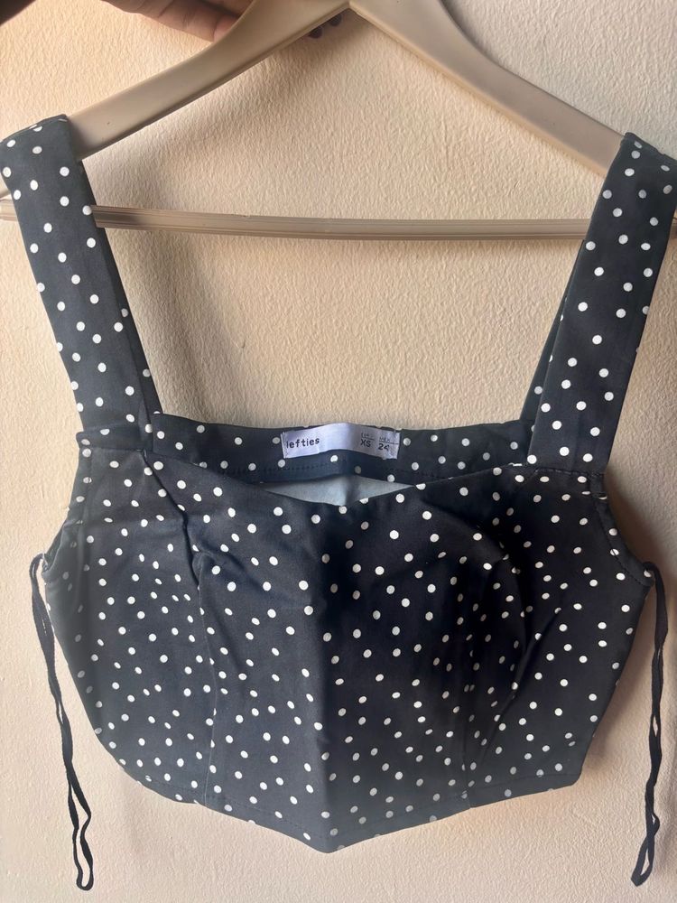 LEFTIES Black Polka Dot Crop Top