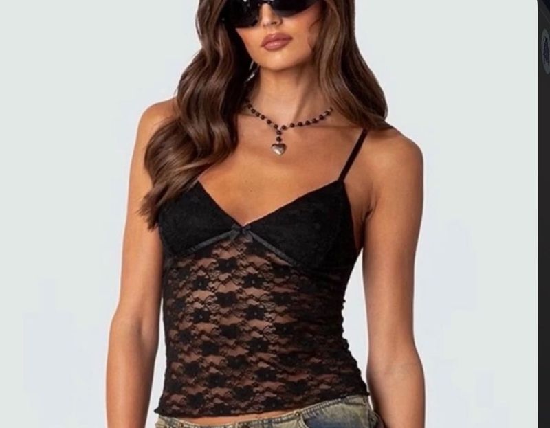 y2k Sheer Lace Camisole Top