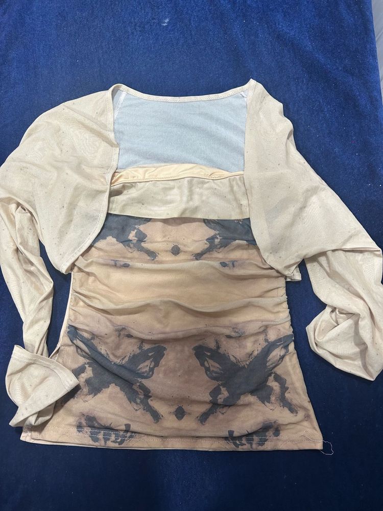 off shoulder top with a jacket