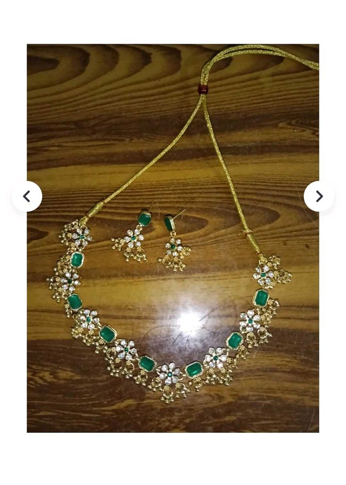 Gold Plated Emerald green Necklace Set