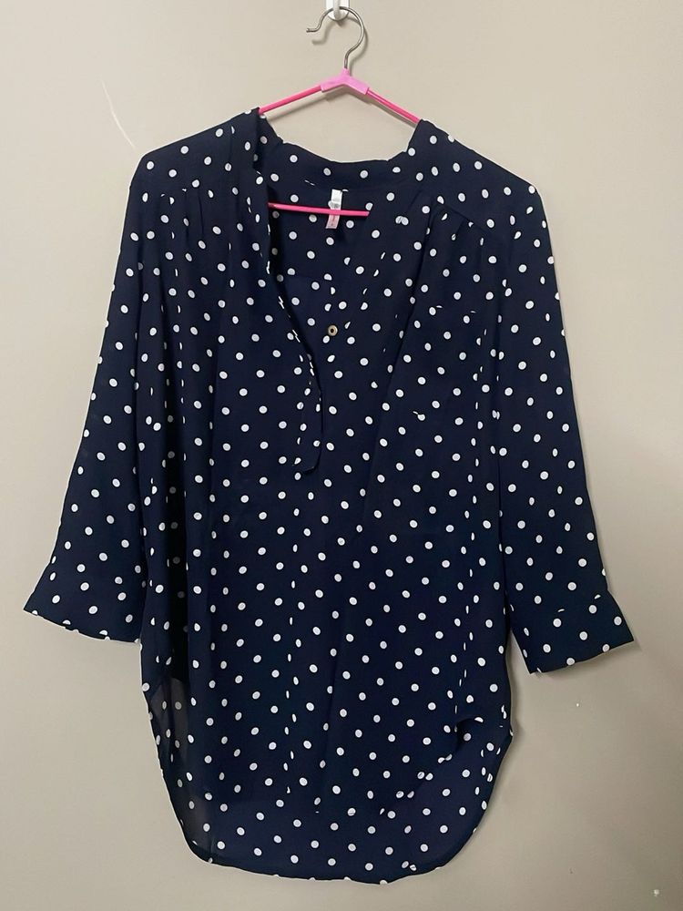 Navy Blue Polka Dot Tunic