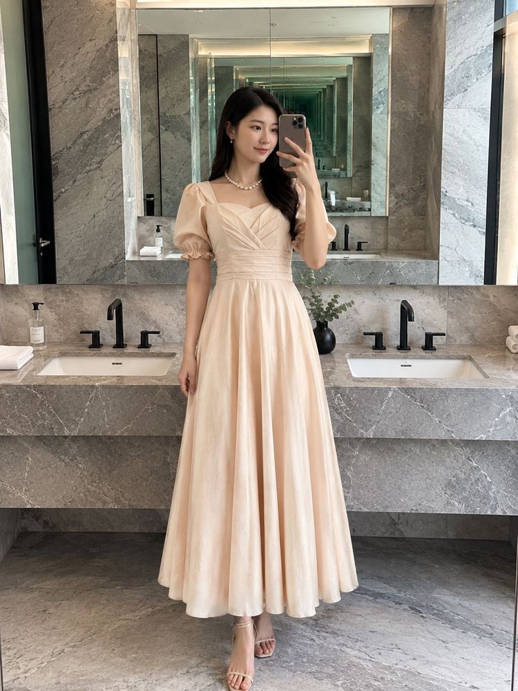Elegant Puff Sleeve Gown