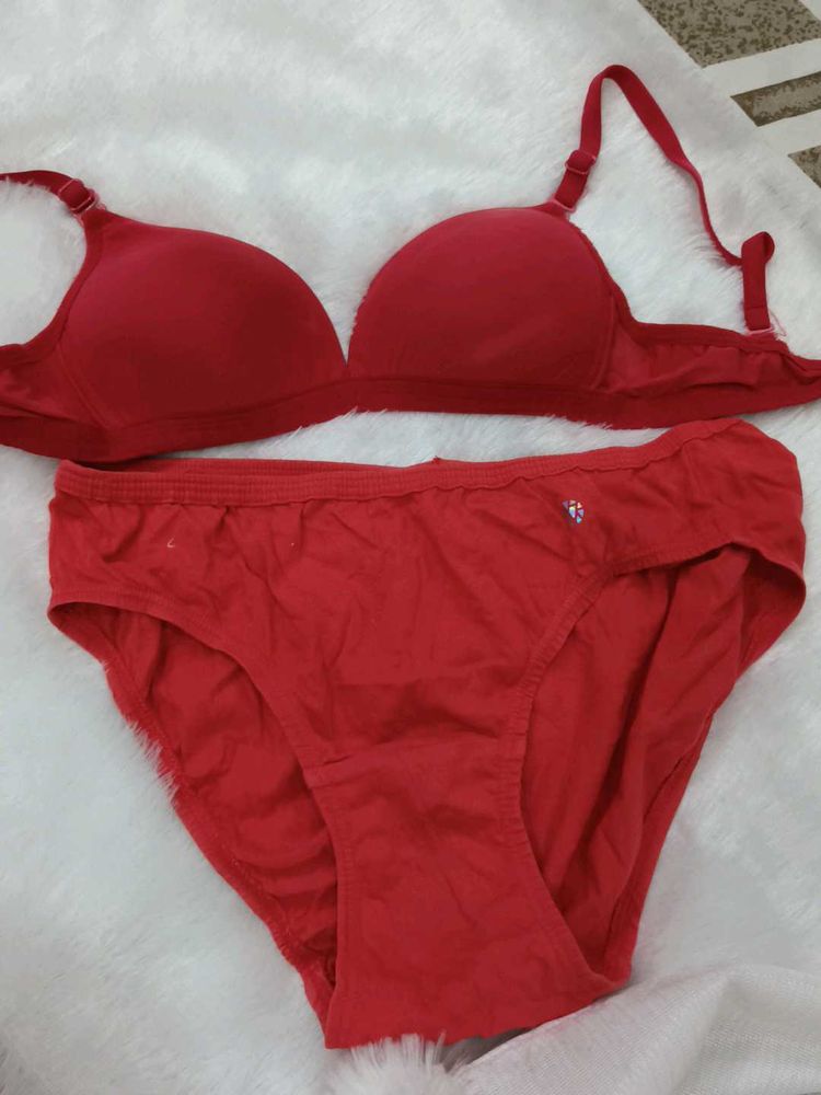 Red Bra and Panty Set
