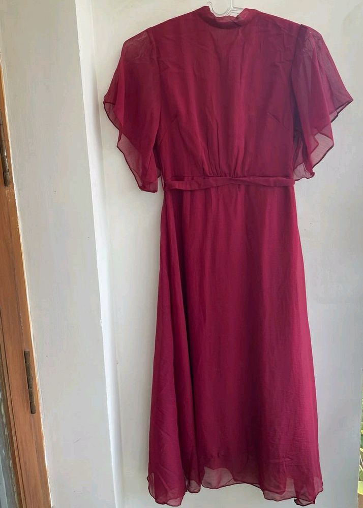 ANVI BE YOURSELF  Maroon Solid Fit&amp; Flare Dress