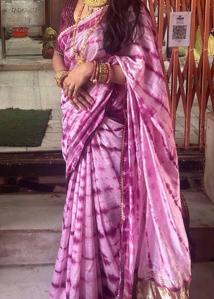 Beautiful Pink Tie-Dye Saree