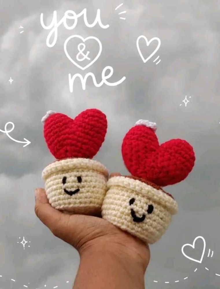 Cute Crochet Heart pot