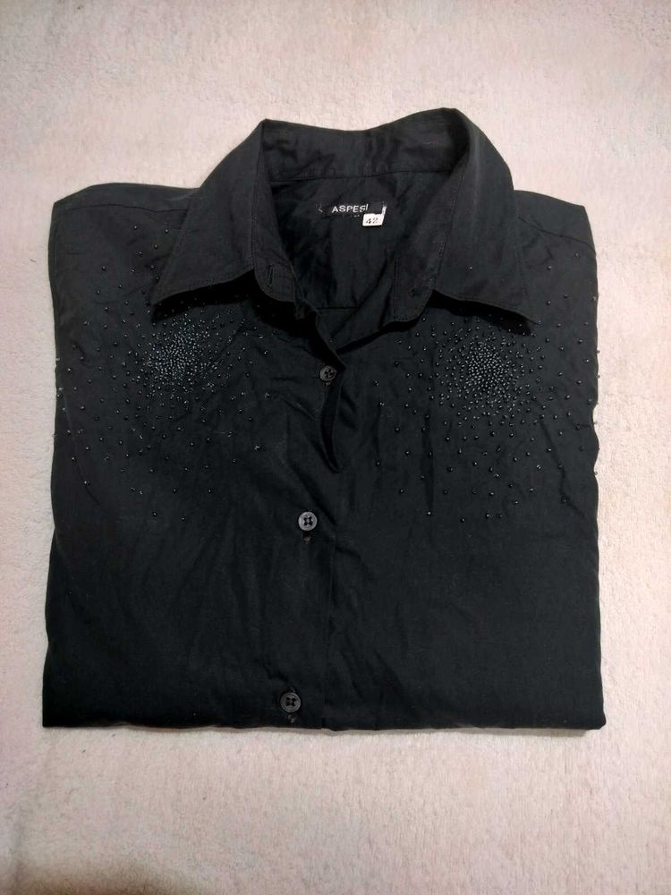 Stylish Designer Black Embellished Shirt..New