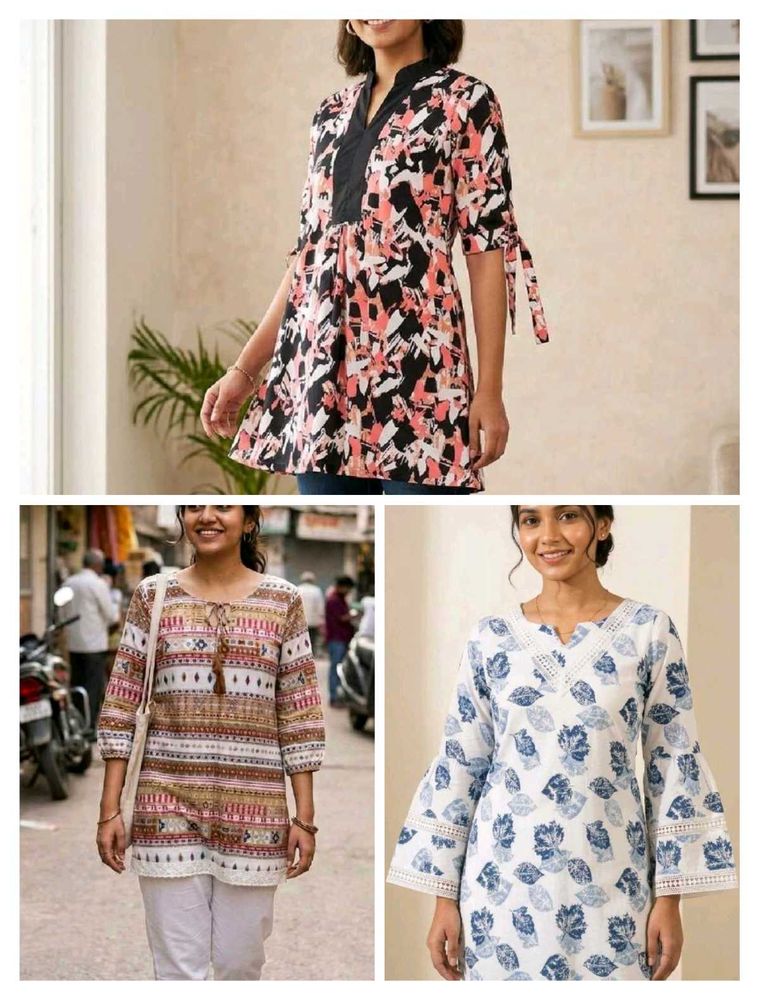 Combo of 3 Stylish Printed Kurtas for Women