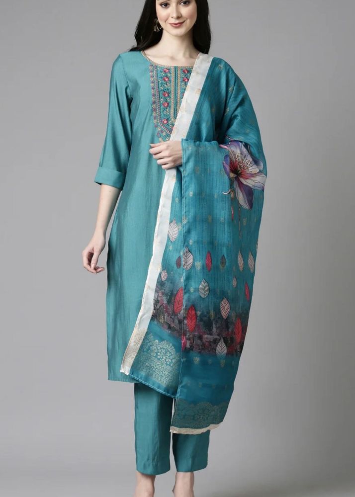Elegant Teal Kurta Set with Dupatta