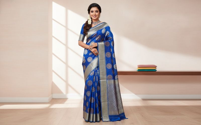 New Royal Blue Silk Saree