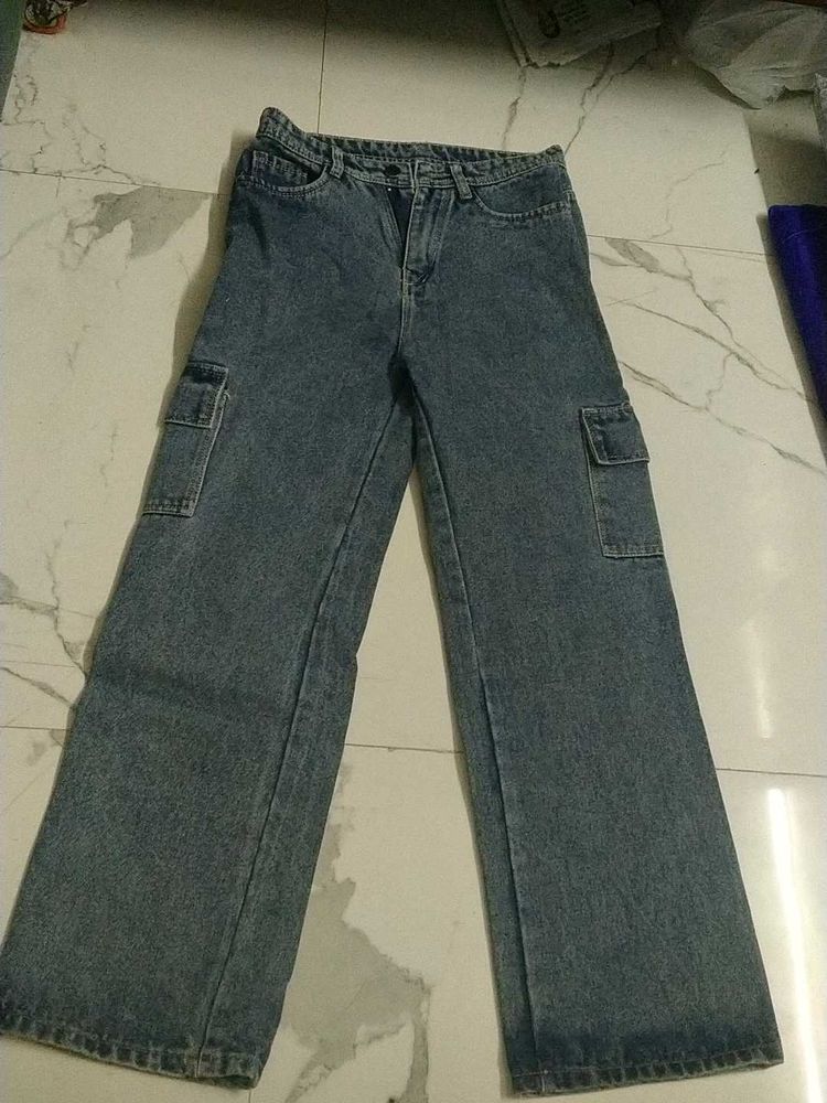 Stylish Blue Denim Cargo Pants