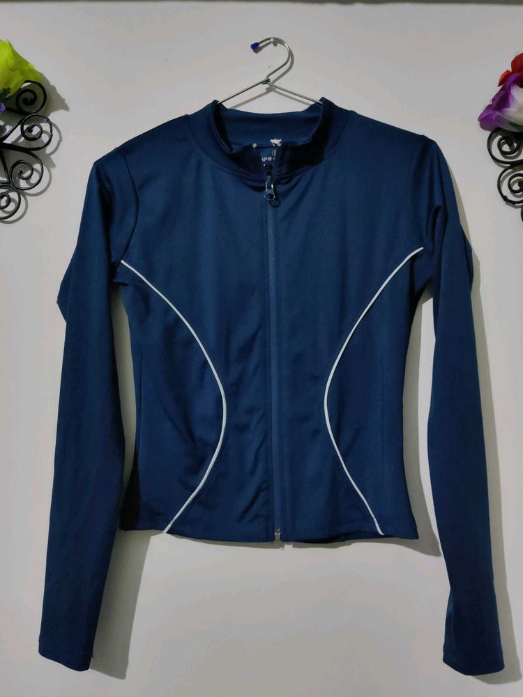 Blue Zip-Up Track Jacket