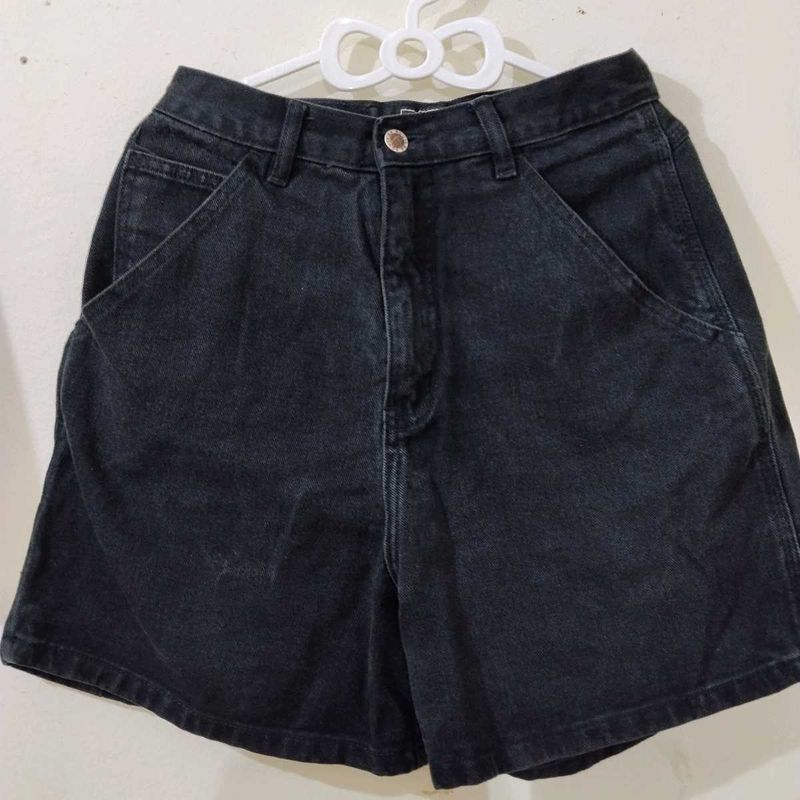 Classic Charcoal Black Denim Shorts