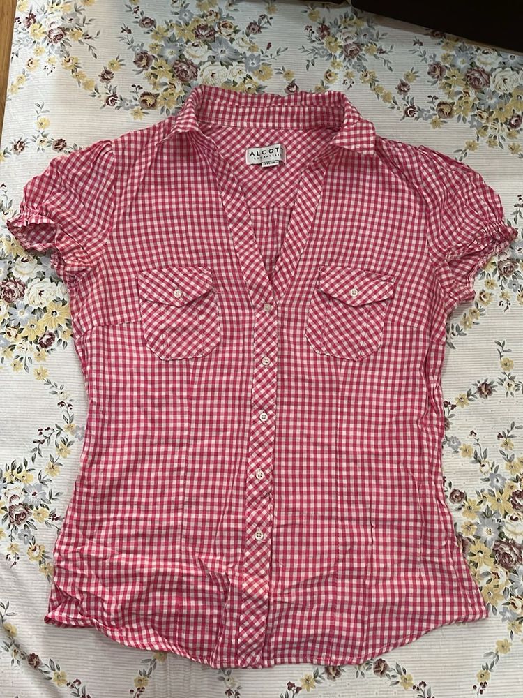 Red &amp; White Checkered Blouse