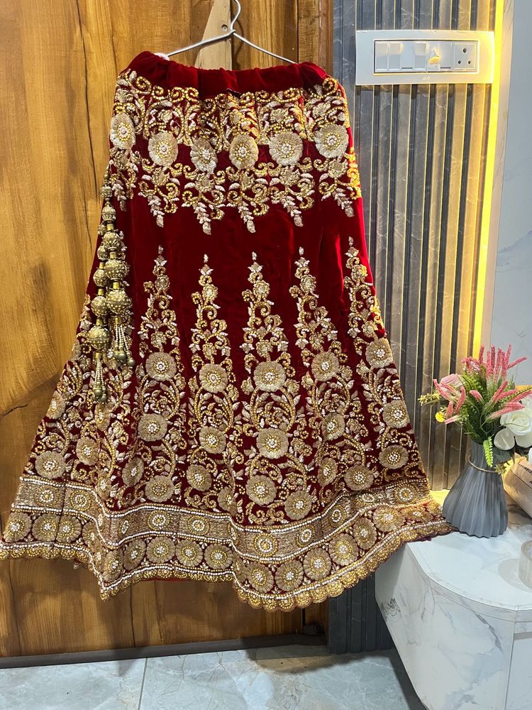 Embroidered Velvet Lehenga