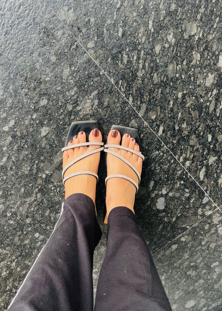 Sparkling Strappy Heeled Sandals party wear flats