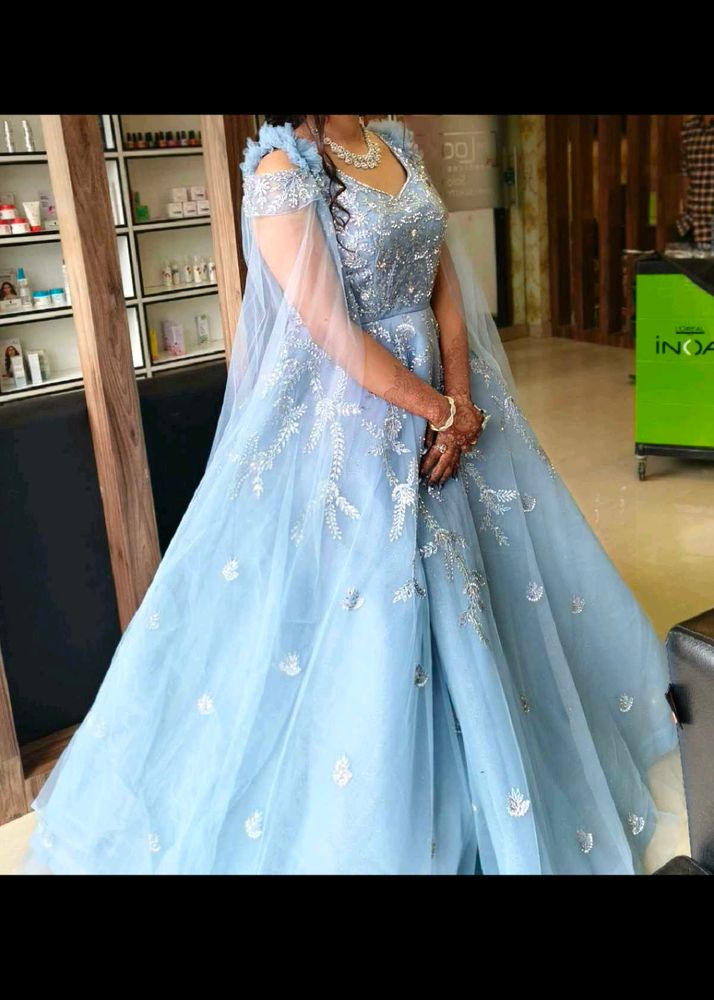 Embroidered Desginer Gown With Free Gold Nose Pin