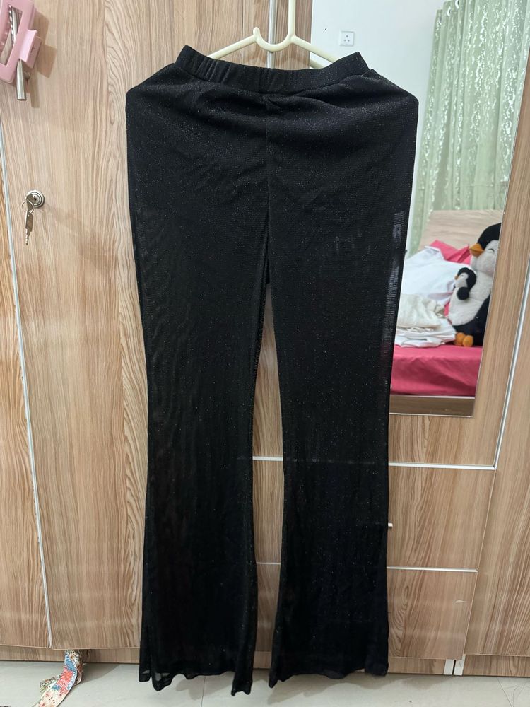 glittering and Stylish Black Flare Pants