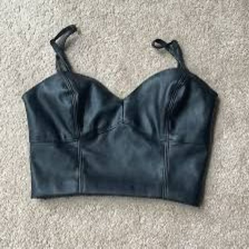 Faux Leather Bustier Crop Top