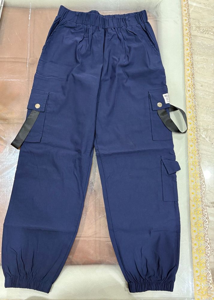 Navy Blue Cargo Jogger Pants