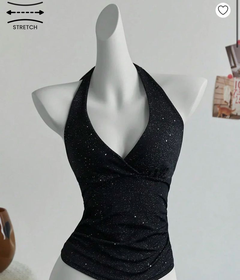 Sparkly Black Halter Top