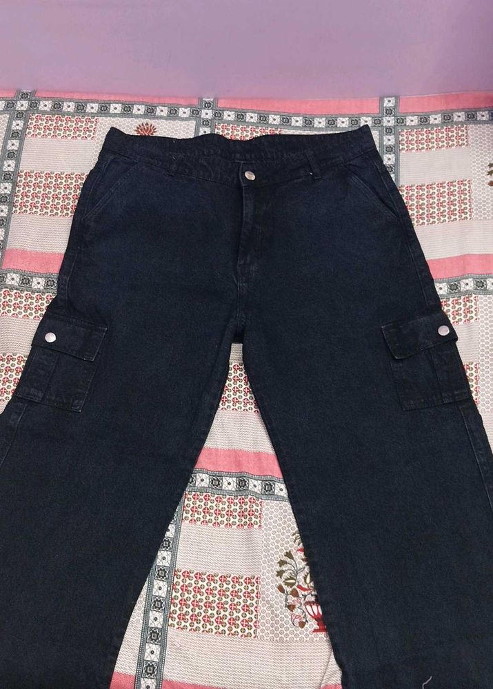 Dark Wash Cargo Jeans