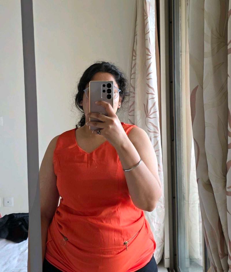 Bright Orange Sleeveless Dress