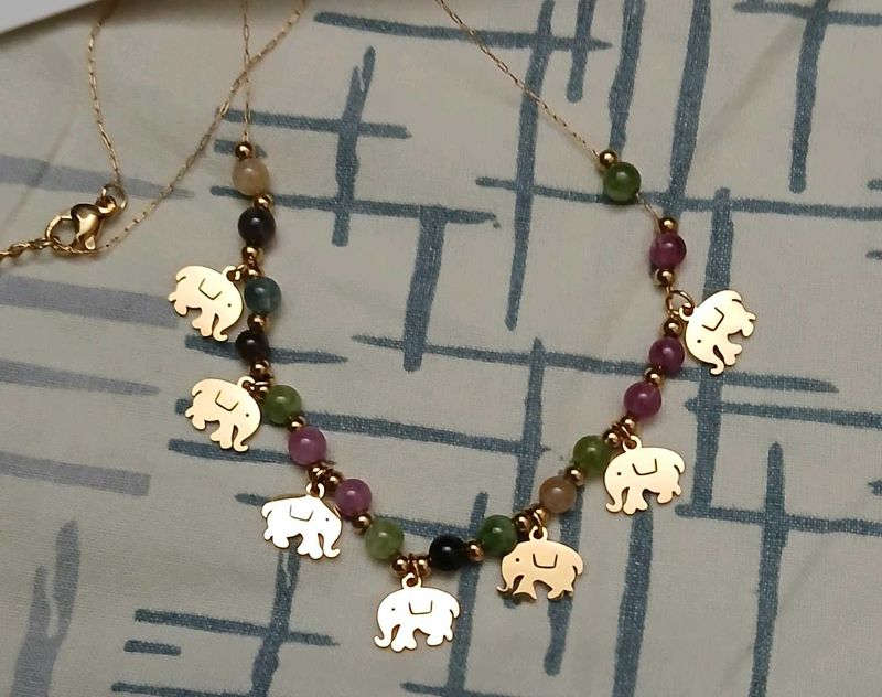 Elephant Charm Beaded Necklace