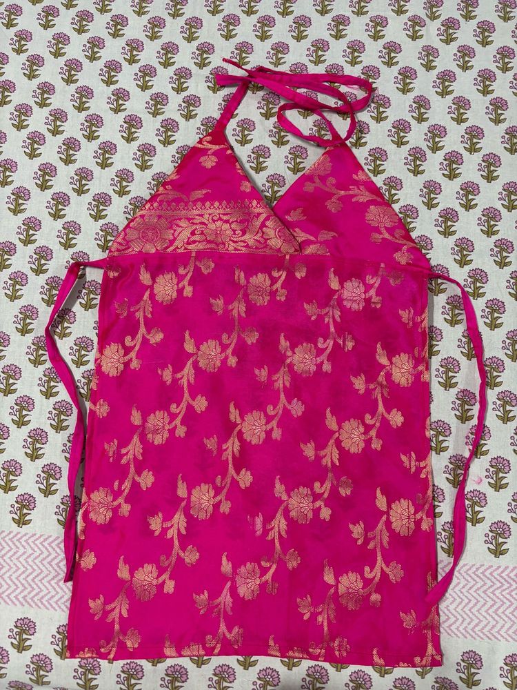 Vibrant Pink Banarasi Silk Blouse