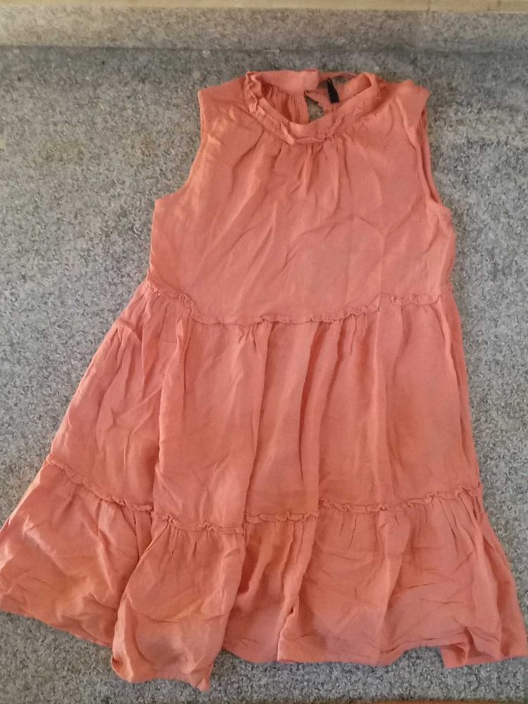 Coral back tie dress