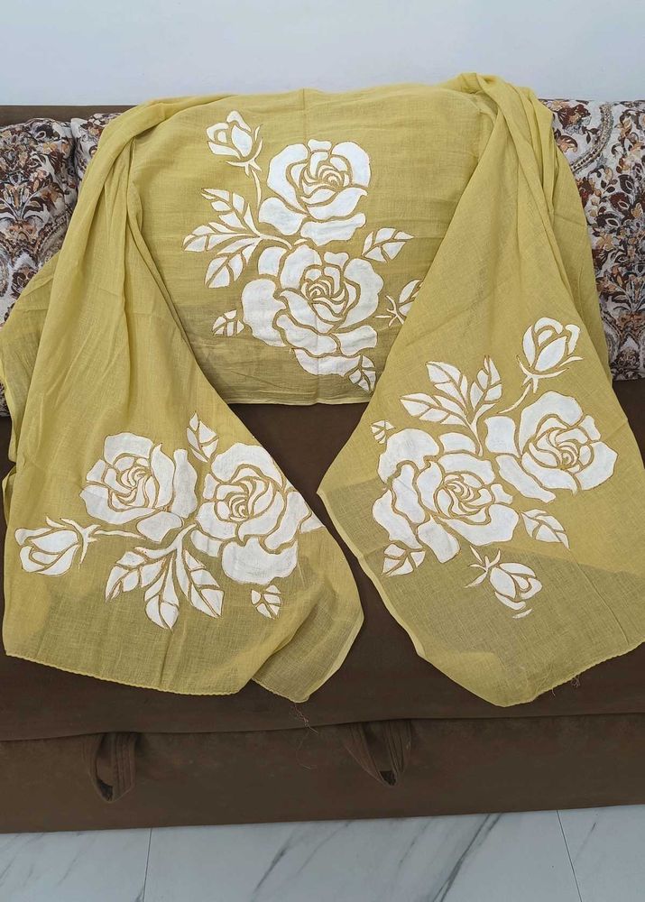 hand painted cotton dupatta