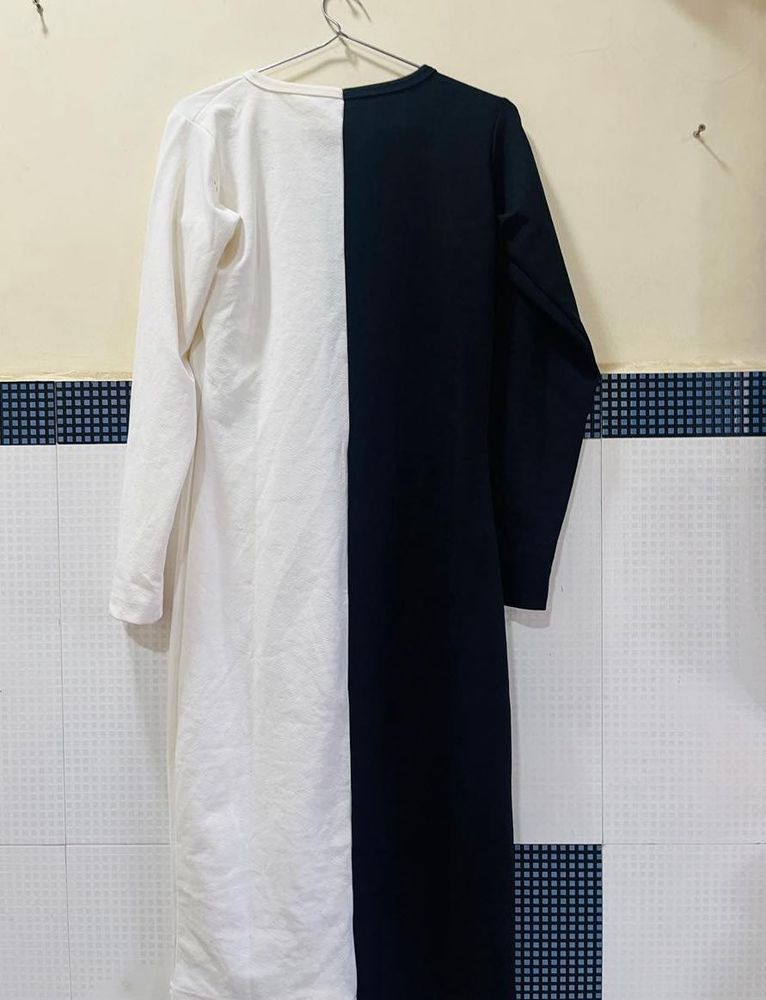 Two-Tone Long Sleeve Maxi Dress