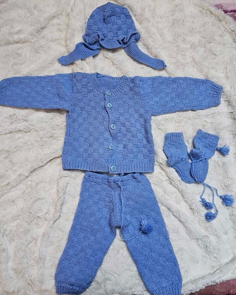 Baby Blue Knitted Outfit Set