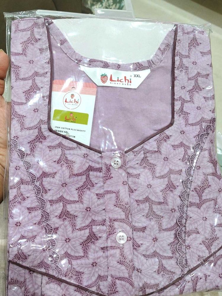Pure Cotton Nighty Pink