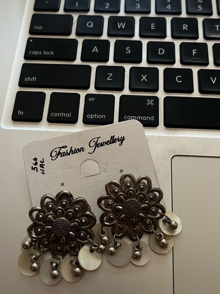 Boho Oxidized Silver Jhumka Earrings