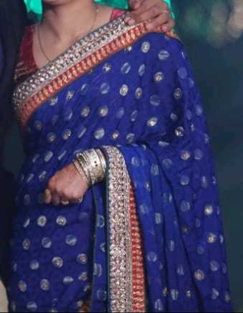 Elegant Blue Saree with Embellished Border