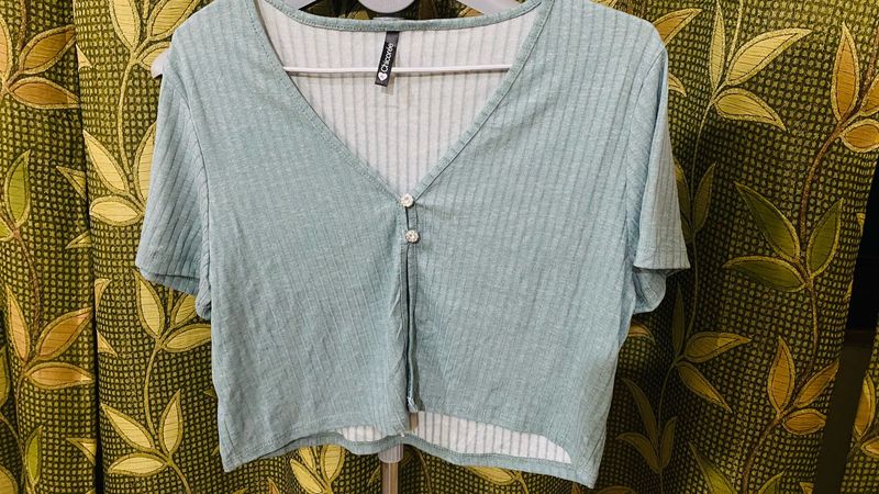 Mint Green Cropped Cardigan Top
