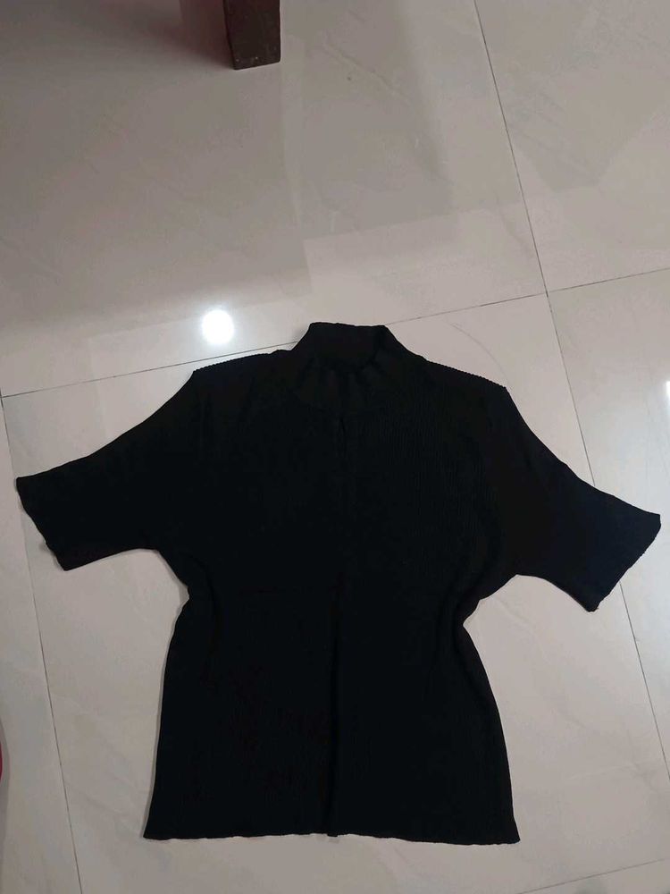 Chic Black Mock Neck Top