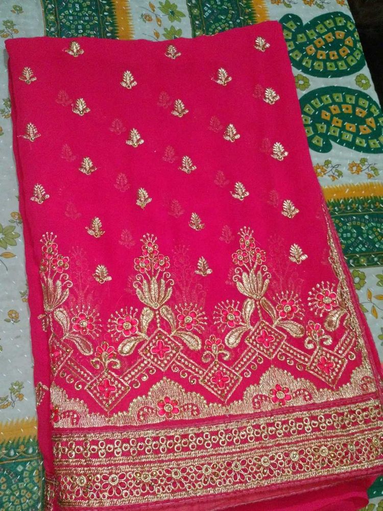 Beautiful Pink Embroidered Saree